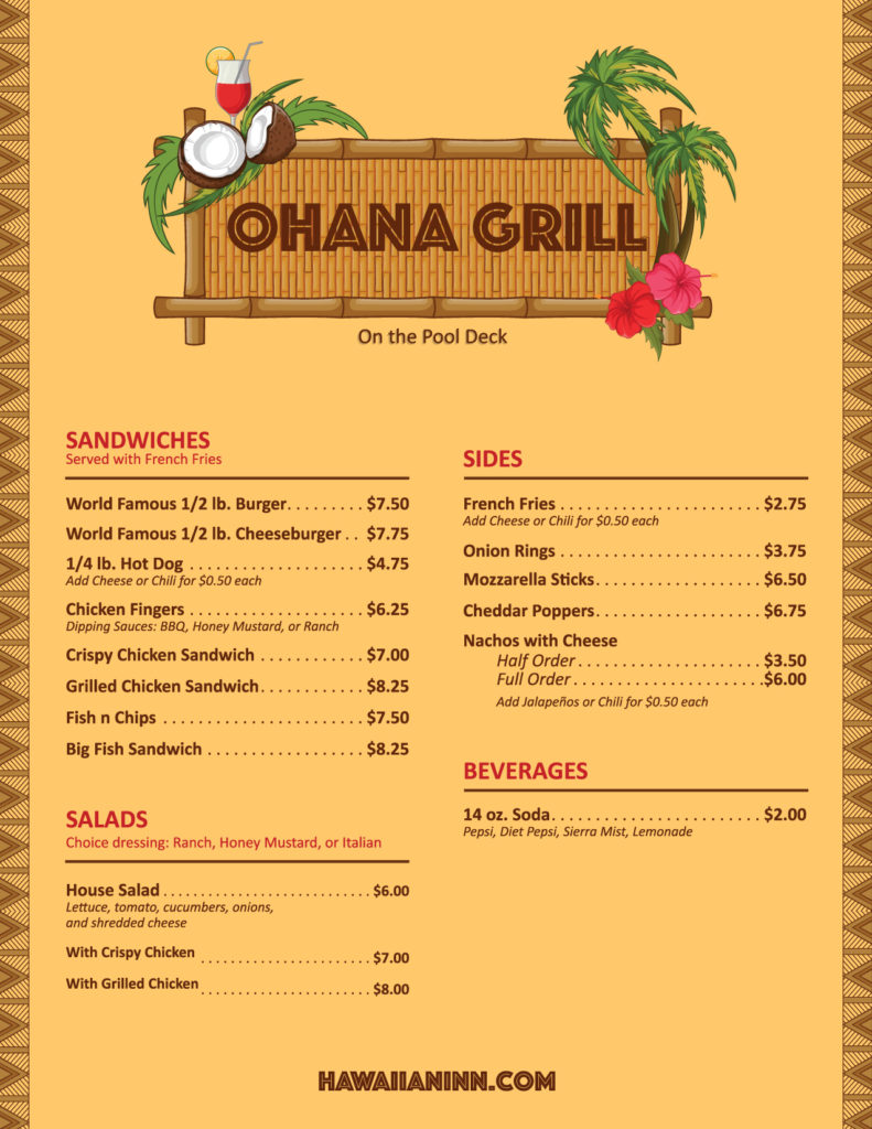 Ohana Grill Menu