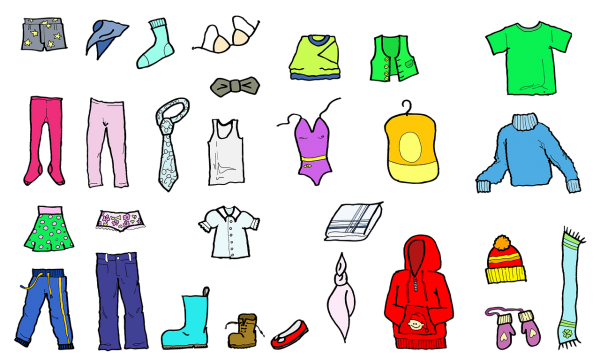drawing of clothing items
