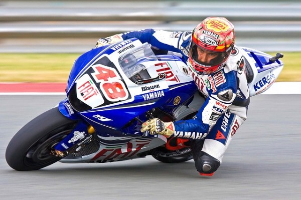 motorcycle racer driving a motorcycle